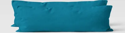 Produktbild von 2er Set Renforcé UNI Kissenhüllen 40x145 cm Seitenschläferkissen Garnitur 100% Baumwolle Mit Reißverschluss petrol