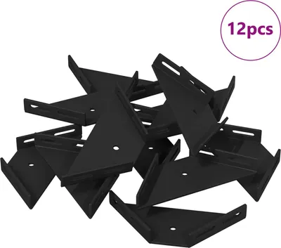 Obrázek produktu pro vidaXL Rohová konzola 12 ks Černá 138,5 x 50,5 x 16 mm Železo