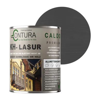 Produktbild von Contura KH Lasur 500ml 3in1 Holzlasur Holzschutzlasur UV- Holzschutz Holzöl Dünnschichtlasur - R07015 Anthrazit