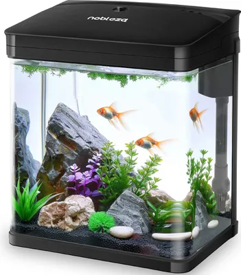 Produktbild von 7 Liter Aquarium Komplettset LED mit Pumpe, Kleines Nanoaquarium mit Filteranlage Mini Nano Becken Set für Fische,Schwarz