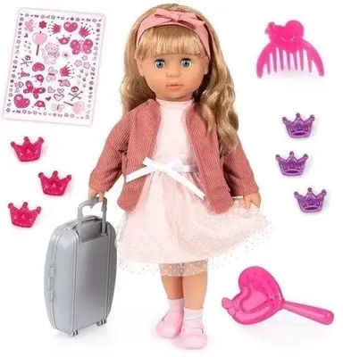 Image de Bayer Design 94634AT Poupée Charlène interactive avec cheveux, rit, avec bruit de bisous, poupée fonctionnelle, corps doux, yeux pour dormir, accessoires, 46 cm