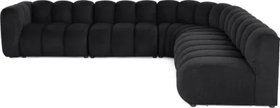 Image de Lisa Design Debbie - canapé modulable d'angle droit 5 places en tissu texturé , Noir