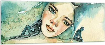 Produktbild von Bilder auf glas - Einteilig - Aquarell Frau Emotionen - 140x50cm - Glasbilder - Wandbilder - Bilder - zum Aufhängen bereit - Wanddekoration aus Glas - Glas Bilder - Wandbild auf Glas - GAB140x50-4858