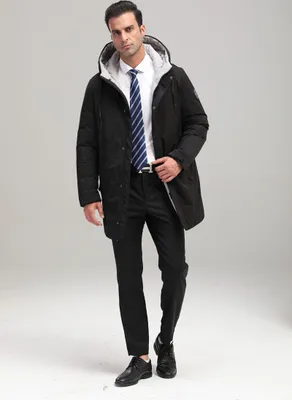Produktbild von 100% Herren Daunenjacken Winterjacke Parka Winddicht Wasserdicht lange mit 113-132g Entendaunen mit Kapuze XL