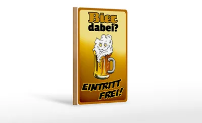 Produktbild von Holzschild Alkohol 12x18 cm Bier dabei Eintritt frei
