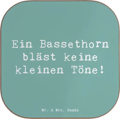Produktbild von Mr. & Mrs. Panda Untersetzer für Gläser Spruch Bassethorn Klänge - Meeresbrise - Geschenk, Glas, Tassen, Komposition, Musiker, Holzblasinstrument, Tischuntersetzer, Musik
