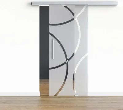 Produktbild von Pertura Glasschiebetür Komplettset Glera Loop 01 775x2175 mm inkl.Beschlag Selir Aluminium natur,Stangengriff