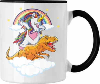 Produktbild von Trendation - Einhorn T-Rex Tasse Grafik Geschenk Lustig (Schwarz)