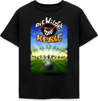 Produktbild von Spreadshirt Die Wilden Kerle Angriff Kinder T-Shirt, 122/128 (7-8 Jahre), Schwarz