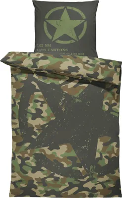 Produktbild von 4 teilig Camouflage Bettwäsche 135x200 cm Militär US Army Stern Tarn Mikrofaser