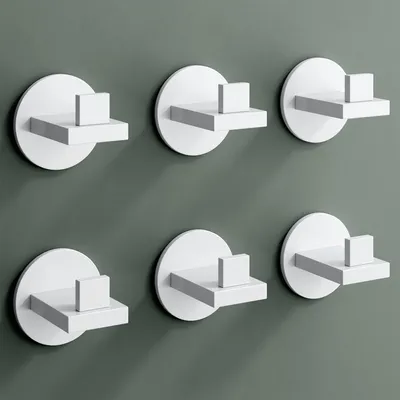 Produktbild von Mai & Mai Kleiderhaken 6 Stück Wandgarderobe Wandhaken aus Edelstahl Garderobenleiste Garderobenhaken 6cm Matt weiß Stalo-08