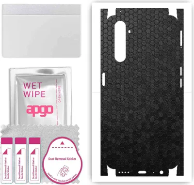 Produktbild von apgo Rückseite + Seiten Schutzfolie, Skin, kompatibel mit Realme 6 Pro, Hinten Displayschutzfolie aus Vinylfolie, kratzfest, einfache Montage - Schwarze Honigwabe