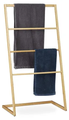 Produktbild von Handtuchhalter stehend Handtuchständer Bambus - 4 Stangen - 110 x 60 x 35 cm - Natur