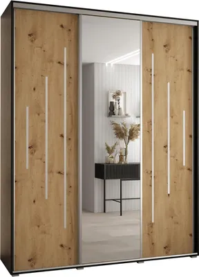 Produktbild von MEBLE KRYSPOL Davos 13 Schrank, drei Türen - 235,2x200x60 cm - Schwarz Artisan Silber