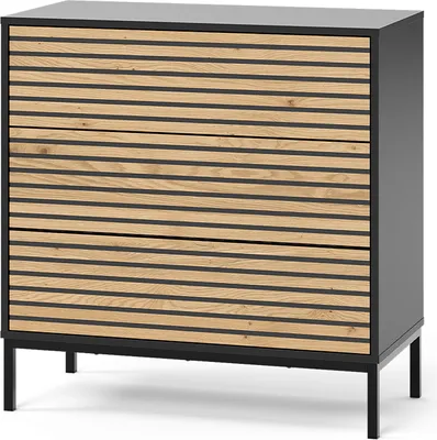 Image de Commode Vicco Eliza Chêne doré/anthracite 80x81.2cm 2 tiroirs, Model 55183