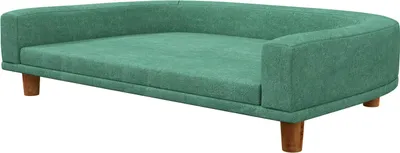 Produktbild von Hundesofa Komfortables Haustiersofa Mit Kissen, Ideal Für Große Hunde, Erhöhtes Design, Holzbeine, Grün, 98X67X25Cm