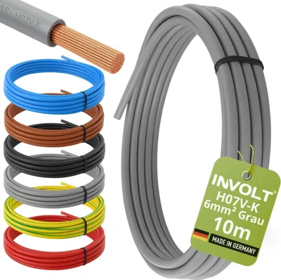 Produktbild von INVOLT H07V-K 10m 6mm² grau Aderleitung flexibel Verdrahtungsleitung , Germany