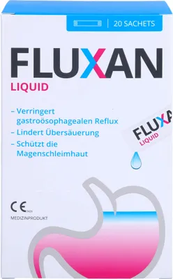 Zdjęcie produktu dla Fluxan Liquid Sachet zmniejsza refluks żołądkowo-przełykowy i łagodzi nadkwaśność, 20 saszetek. Saszetka