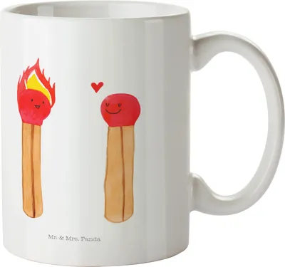Produktbild von Mr. & Mrs. Panda Pott Streichhölzer - Weiß - Geschenk, Kunststoffbecher, Liebesbeweis, Trinklernbecher, Kinderbecher, Kindertasse, Freundin, Liebesgeschenk, Plastikbecher