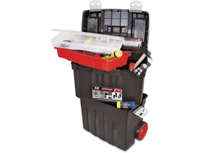 Immagine prodotto di TAYG Cassetta degli attrezzi su ruote - Plastica - 47 x 29 x 63 cm - Con inserto e cassetta di smistamento