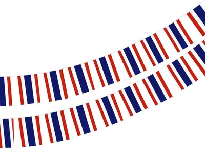 Thailand Flaggen-Girlande 40 Stk., 14x21 cm, 11,4 m, rot-weiß-blau