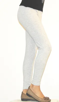 Produktbild von Kinder Mädchen Leggings lang blickdicht aus Baumwolle Hose   Hellgrau  104