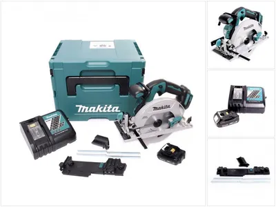 Immagine prodotto di Makita DHS 680 RY1J Sega circolare a batteria 18 V 165 mm brushless + 1x batteria 1,5 Ah + caricabatterie + adattatore + Makpac