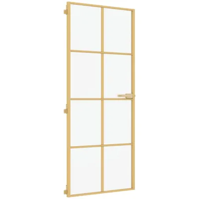 Zdjęcie produktu dla vidaXL Drzwi wewnętrzne Slim Golden 93x201,5 cm szkło hartowane i aluminium