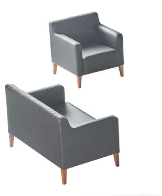 Produktbild von Arbeitszimmer-Set 2tlg Schwarz 2-Sitzer Sessel Einfarbig Wohnzimmer