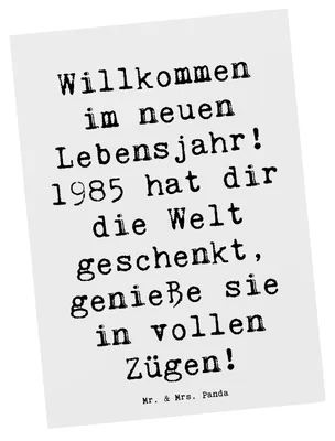 Produktbild von Mr. & Mrs. Panda Postkarte Spruch 1985 Geburtstag - Weiß - Geschenk, Nostalgie, Geschenke, Happy Birthday, Geburtstagsgeschenk, Grußkarte, bildkarte, Ansichtskarten, Jahr
