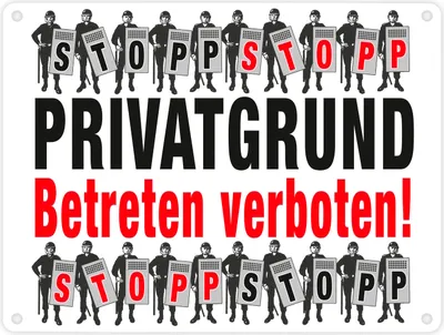 Produktbild von Privatgrund Metallschild in 15x20 cm in weiß mit Spruch Betreten verboten