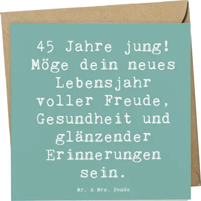 Produktbild von Mr. & Mrs. Panda Klappkarte Spruch 45. Geburtstag - Meeresbrise - Geschenk, doppelkarte, Glückwunschkarte, Feier, Geschenke, Geburtstagswünsche, anlasskarte, Alter