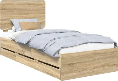 Image de vidaXL Cadre de lit en chêne Sonoma 100 x 200 cm Bois d'ingénierie