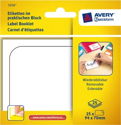 Produktbild von Etiketten im Block 94x70mm Wiederablösbar 25x Stück