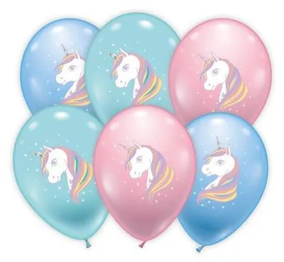Produktbild von Luftballons Einhornmotiv, bunt sortiert, 6 Stück