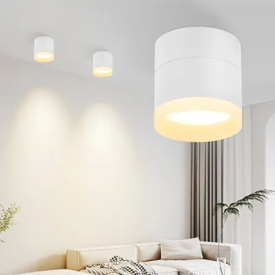 Produktbild von ZMH LED Aufbauspot Weiß Aufbaustrahler - Rund Deckenstrahler 5W Spot Aufbauleuchte GX53 Warmweiß Flach Aufputz Strahler Deckenspot 3000K Klein Acryl Deckenlampe für Flur Wohnzimmer Schlafzimmer Küche Esszimmer