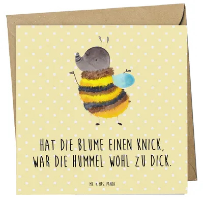 Produktbild von Mr. & Mrs. Panda Klappkarte Hummel flauschig - Gelb Pastell - Geschenk, Grußkarte, anlasskarte, Biene, Glückwunschkarte, Natur, doppelkarte, Blume, faltkarte, Gute Laune