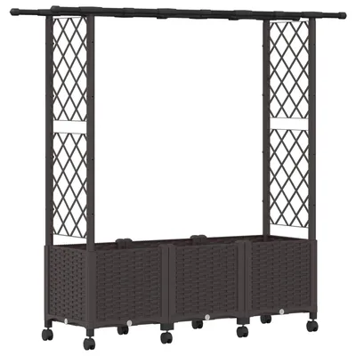 Produktbild von vidaXL Hochbeet mit Rankgitter und Dach Braun 162,5 x 40 x 142 cm PP