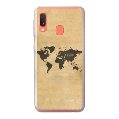 Produktbild von MuchoWow® Handyhülle Schutzhülle Hülle für Samsung Galaxy A20e Weltkarte - Braun - Zitat Silikon Softcase Handy Hülle - Abdeckung