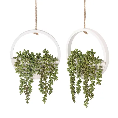 Produktbild von Kunstgras 2 Stück Naturgetreue künstliche Hängepflanze aus PVC,Wanddekoration