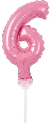 Produktbild von Kuchendeko Mini Folienballon rosa Zahl 6