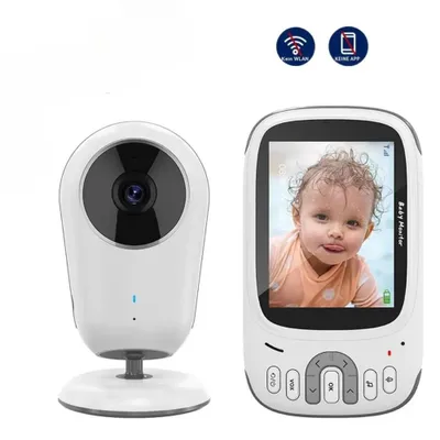 Image de Babyphone avec caméra, écran LCD numérique 3,2 pouces, babyphone sans fil VOX, vision nocturne, réveil pour bébé, surveillance de la température, surveillance vidéo, sans Wi-Fi