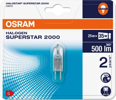 Obrázek produktu pro Osram Halostar - 25 W - GY6.35 - C - 2000 h - 440 lm - Warmweiß