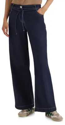 Productafbeelding van Cecil high-waist broek met wijde pijpen, model loose fit, in een lichtgrijze wassing, maat 26