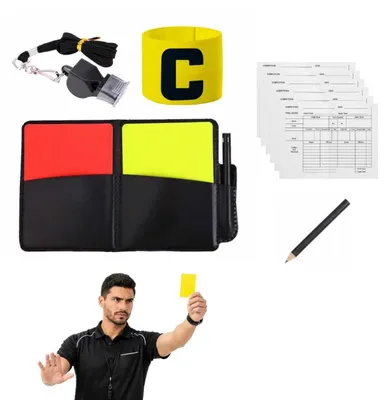 Obrázek produktu pro Sada pro rozhodčí, obsahující žluté a červené karty a píšťalku pro týmové sporty