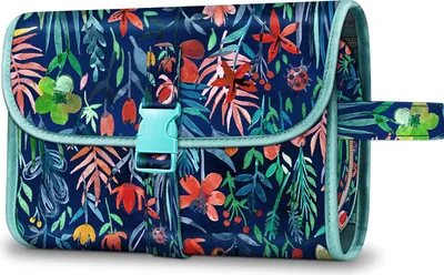 Produktbild von Fintie Tragbare Kulturtasche Kosmetiktasche Reisetasche, Große wasserdichte Aufhängen Make-up Organizer Stauraum Tasche für Damen Mädchen, Dschungelnacht
