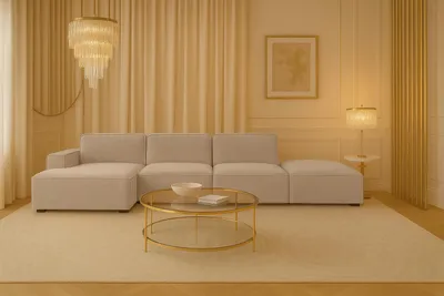 Produktbild von Kaiser Möbel Ecksofa Cursal L-Form + Hocker, Stoff Salvador, Beige, Links