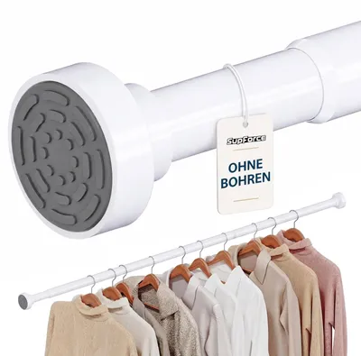 Ausziehbare Kleiderstange 43-135 cm Weiß Eisen Spannmontage