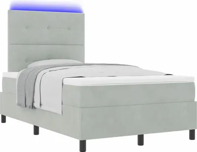 Obrázok produktu pre LED box s pružinami s matracmi Svetlosivá 120 x 200 cm Zamat