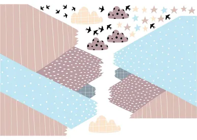 Produktbild von Kinderaufkleber mit skandinavischen Bergmotiven von Mirika, 70 x 105 cm
